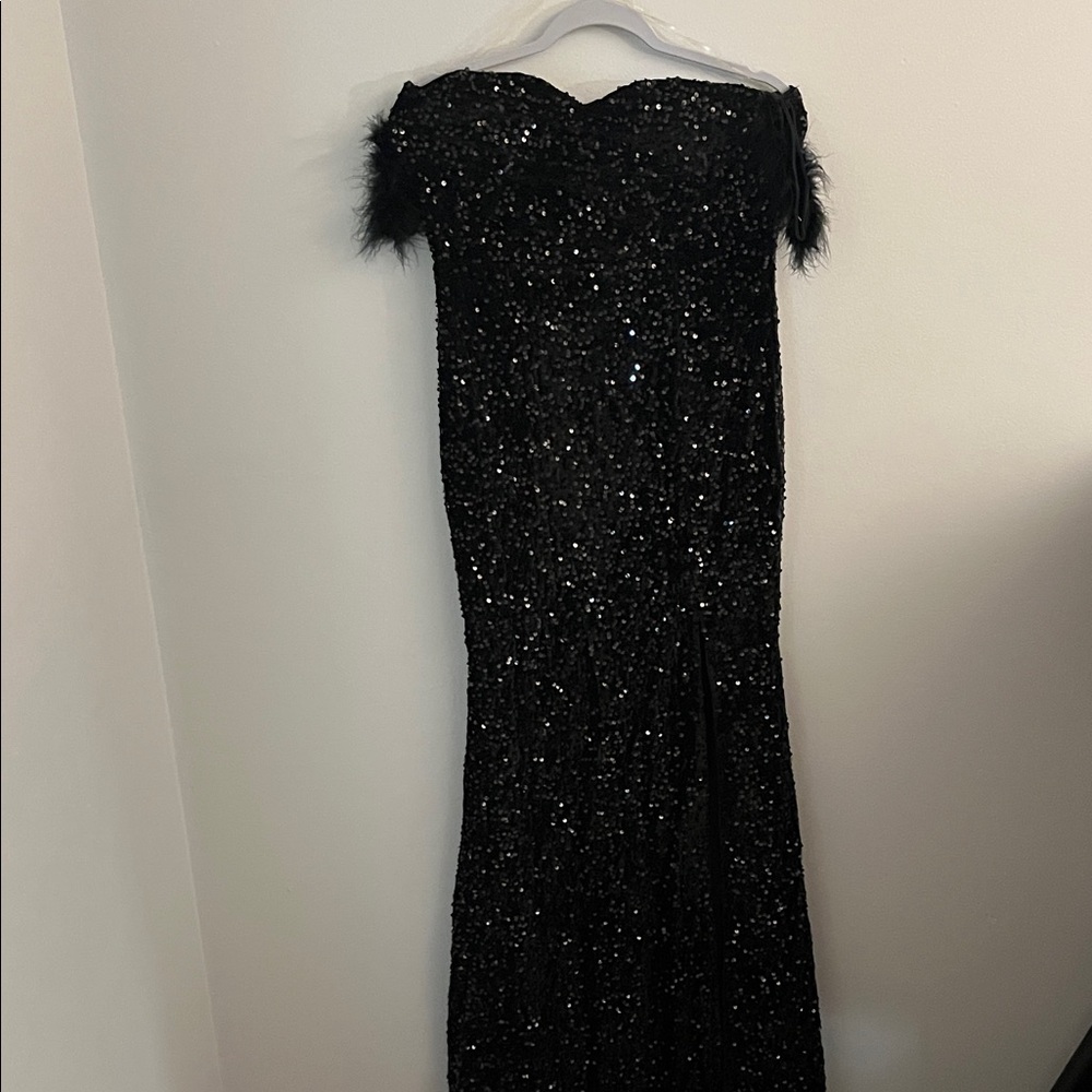 Elegant Black Sequin Off-Shoulder Dress